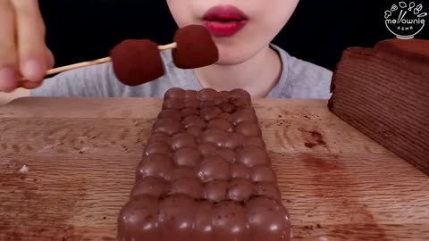 ASMR Chocolate Marshmallow Rice Cake Ice Cream Snack