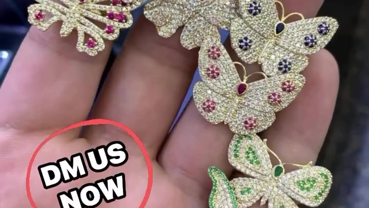 Real 10K Yellow Gold & CZ Butterfly Rings