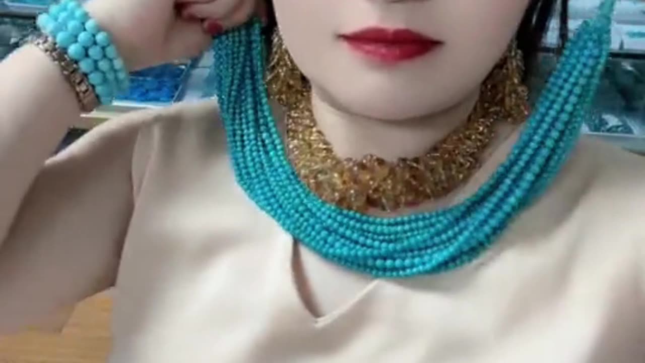250328-9 The turquoise round bead string from natural ore veins