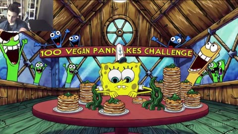 Outtake #3084 Of SpongeBob SquarePants Attempts Vegan Pancakes Eating Challenge Fake Funny Parody