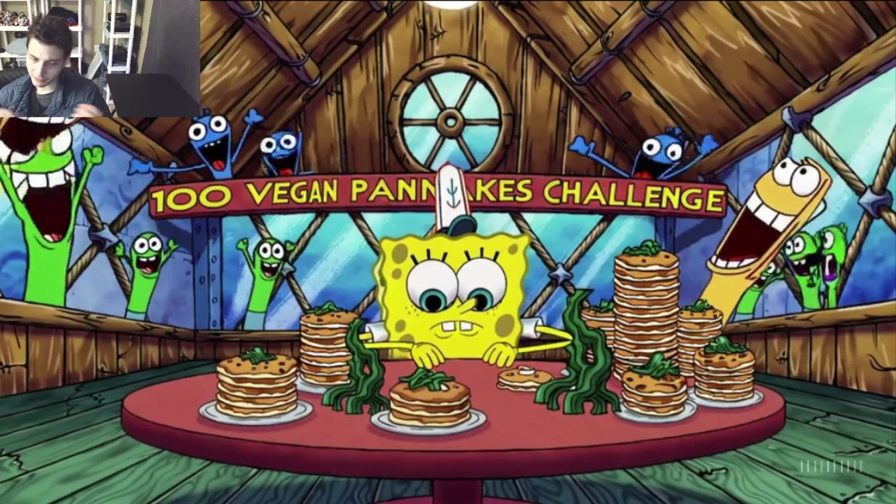 Outtake #3084 Of SpongeBob SquarePants Attempts Vegan Pancakes Eating Challenge Fake Funny Parody