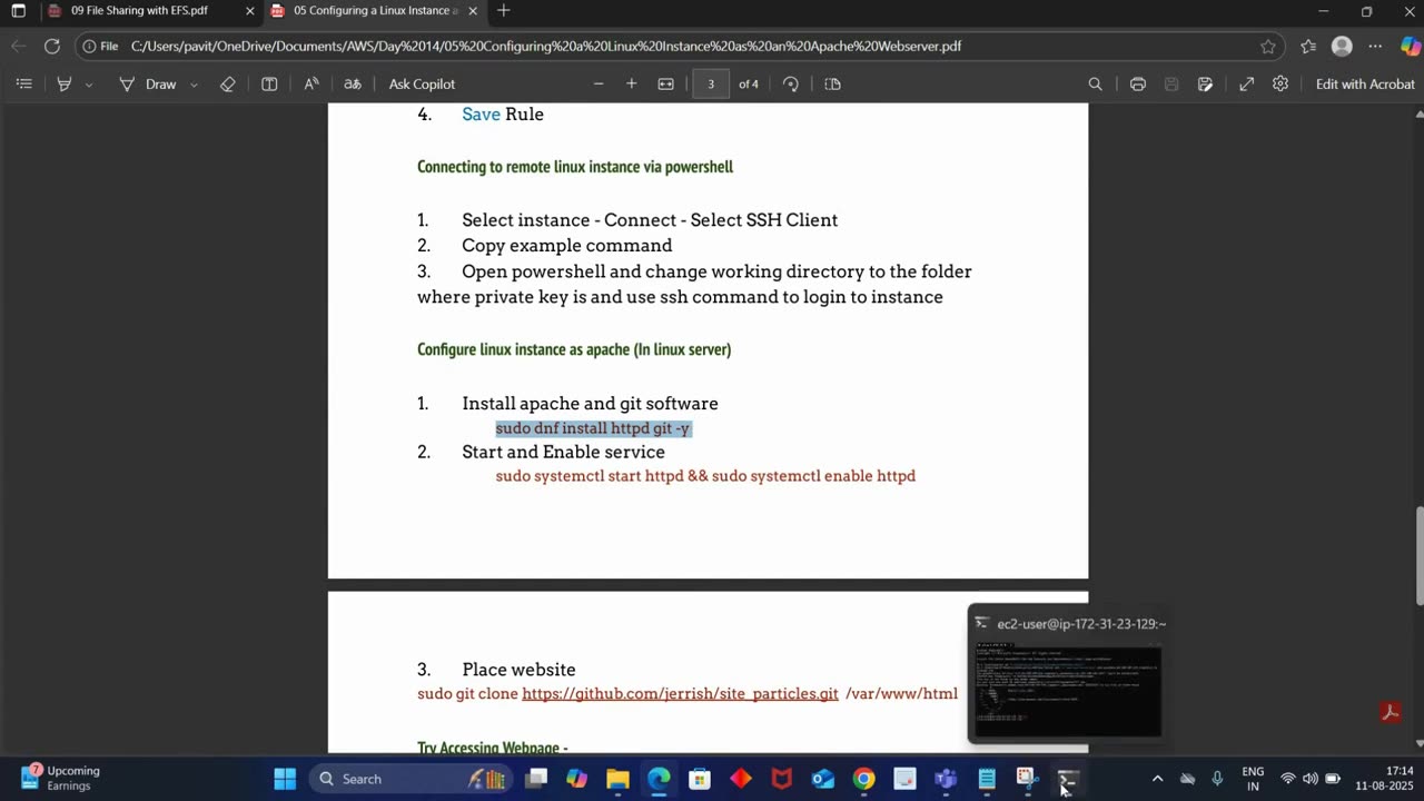 Configuring Linux instance as apache web server by Pavithra #Studentmade | Ekascloud