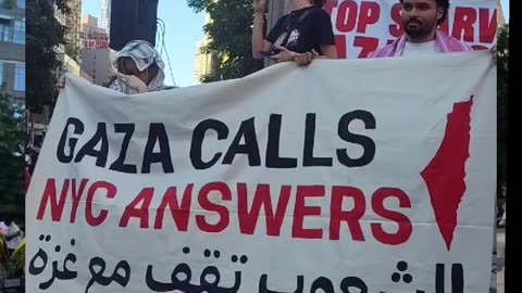 Protesta en NYC contra el HOLOCAUSTO de Israel-USA contra el Pueblo Palestino.