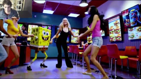 SpongeBob SquarePants Dancing With Women At A McDonald's Restaurant Fake Funny Parody Video