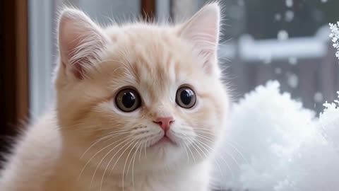 Tiny Kitten’s First Snow Day ❄️😻 | Adorable Cat in the Snow Short #CuteCats #Kitten #SnowKitten