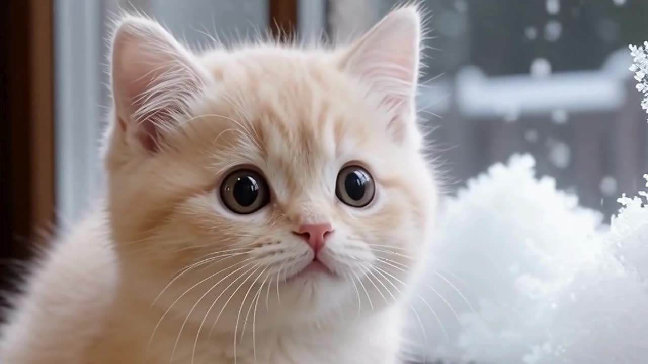 Tiny Kitten’s First Snow Day ❄️😻 | Adorable Cat in the Snow Short #CuteCats #Kitten #SnowKitten