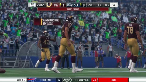 1966 REDSKINS VS MADDEN 18 WEEK 9 VS SEATTLE SEAHAWKS