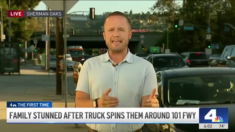 Truck crashes into another truck, causing it to spin around on 101 Fwy