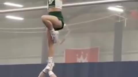 This is one strong cheerleader, and he does a great job.