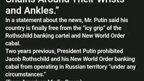 Putin Chilling Warning to Rothschild
