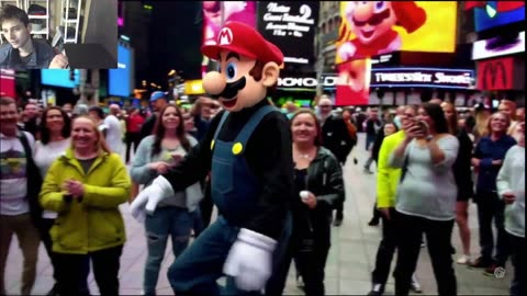 Outtake #3,070 Of Mario From The Super Mario Series Dancing Around Times Square, New York Fake Funny