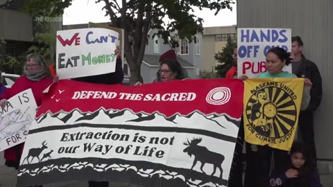 People protest Alaska energy summit, Trump delegation seeking more oil, gas production