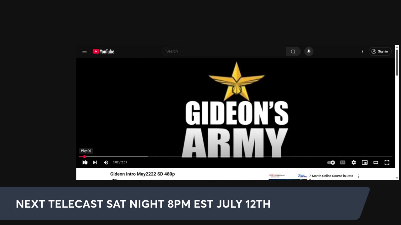 GIDEONS ARMY SPECIAL SATURDAY NIGHT LVE WITH 107!!! 7/12 @ 8PM EST!!