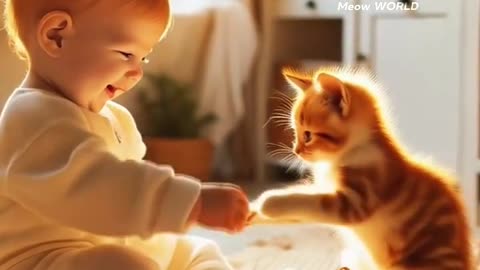 A Kitten Rescues a baby from a tornado #cat #catlove