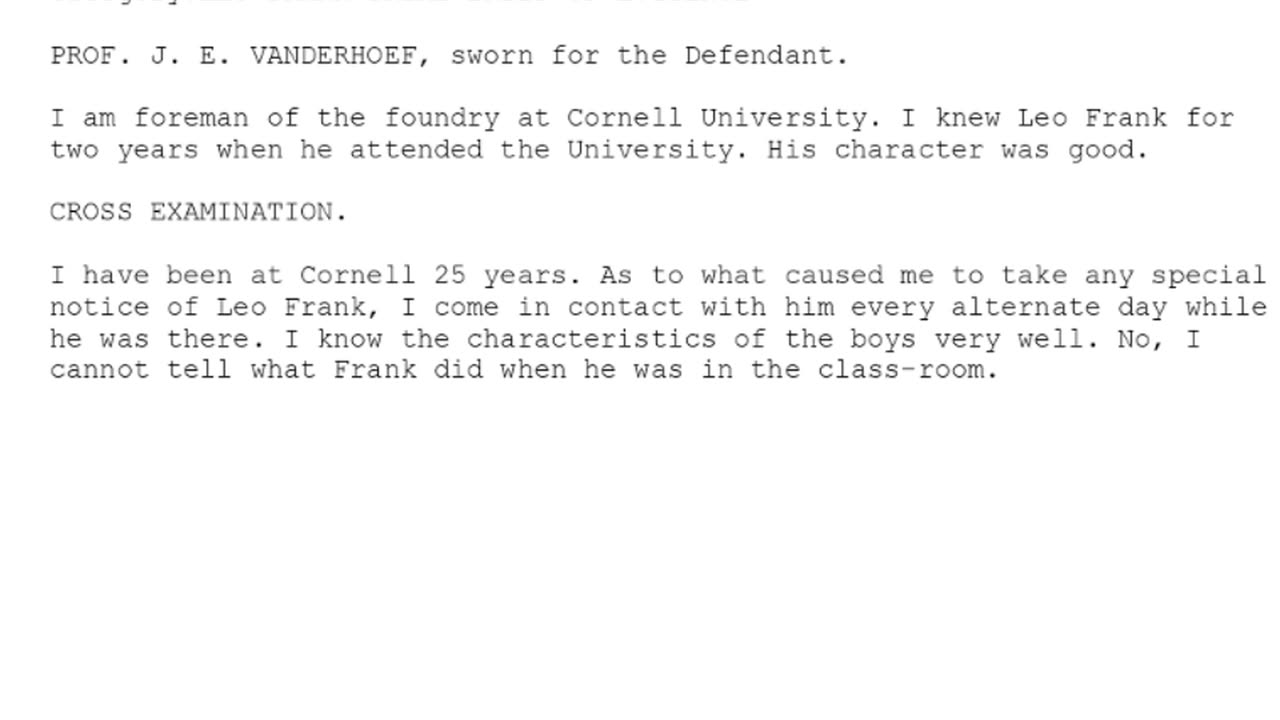PROF J E VANDERHOEF, Sworn In For The Defendant, 129th To Testify