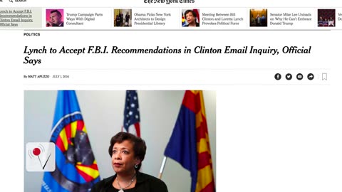Obama's US Attorney General Loretta Lynch REGRETS Tarmac meeting with Bill Clinton.