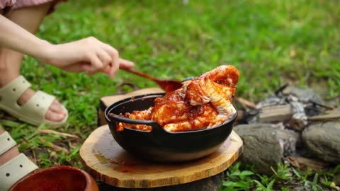 Outing, camping, chicken stew, leisure