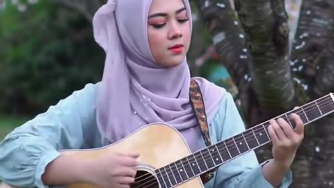 Calm Acoustic Story 🌸 | #muslimah #shorts #guitarshorts