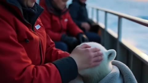 Lost Baby Polar Bear Rescued from the Ocean.