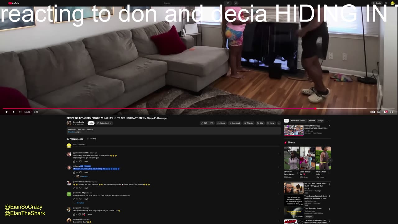 reacting to don and decia DROPPING MY ANGRY FIANCÉ 75 INCH TV 📺 TO SEE HIS REACTION