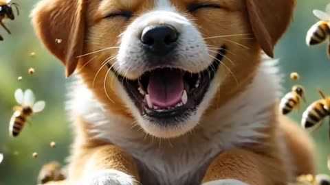Cute Puppy Laughs Then Cries in a Swarm of Bees – Must-See Honeycomb Scene! #cute#animals