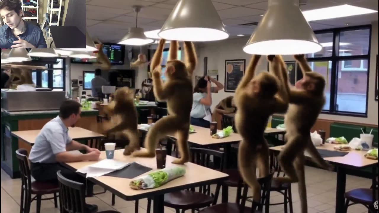 Outtake #1,052 Of Over 5 Monkeys Roam Around A Subway Restaurant Fake Funny Parody Video