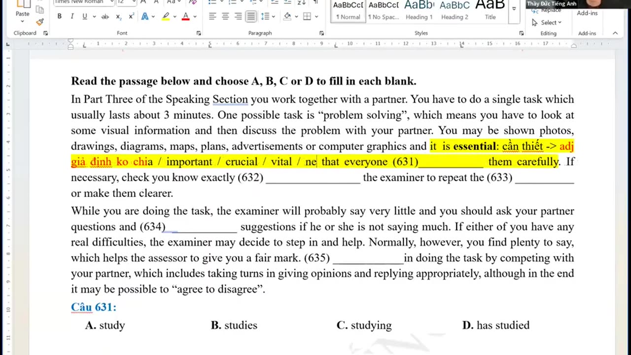 TIẾNG ANH BUỔI 24 : LUYỆN ĐỀ