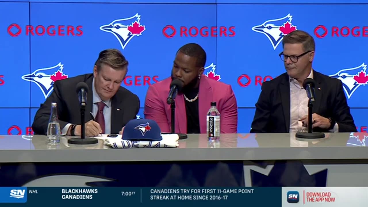 Conférence de presse de la signature de Vladimir Guerrero JR 14 ans 500 Millions