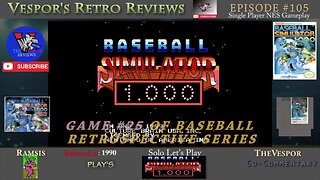 o Retro Let's Play | Baseball Simulator 1.000 | (NES) | Baseball Retrospective 25 | 🕹️⚾