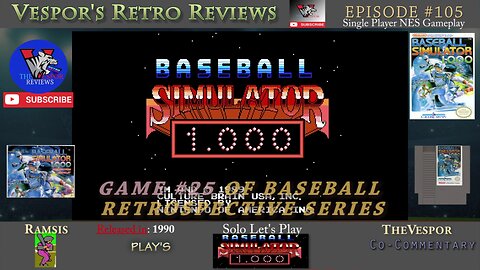 o Retro Let's Play | Baseball Simulator 1.000 | (NES) | Baseball Retrospective 25 | 🕹️⚾