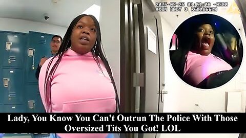 Heavy Chested Black Lady Tries To Jump Out Of Her Car And Run Away From The Cops On Foot!