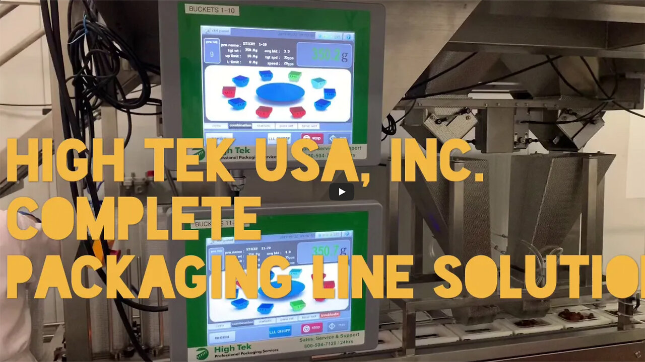 Commercial Dates Packing Machine High Tek USA’s 20-head 2.5L dimpled Dual Discharge Scale
