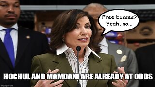 Kathy Hochul and Zohran Mamdani are at odds over free busses