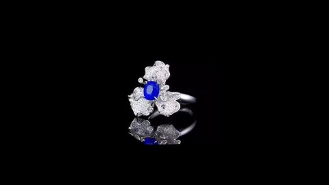 Luxury Jewellery Oval Cut Royal Blue Sapphire With Diamonds Jewelry Ring for Wedding