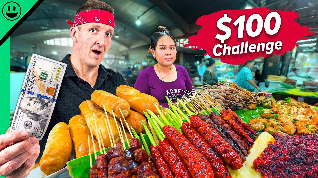$100 Cambodian Street Food Challenge!! I got scammed.