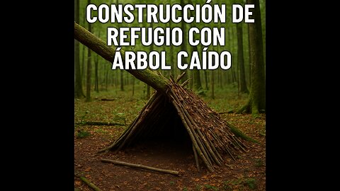 construction of shelter with fallen tree