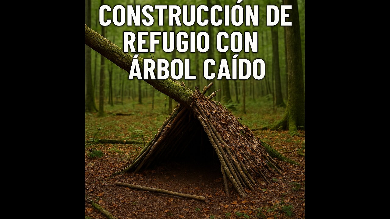 construction of shelter with fallen tree