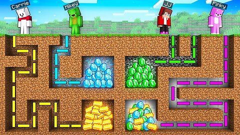 JJ And Mikey And Banana NOOB vs PRO MINE DIG TUNNEL Battle in Minecraft