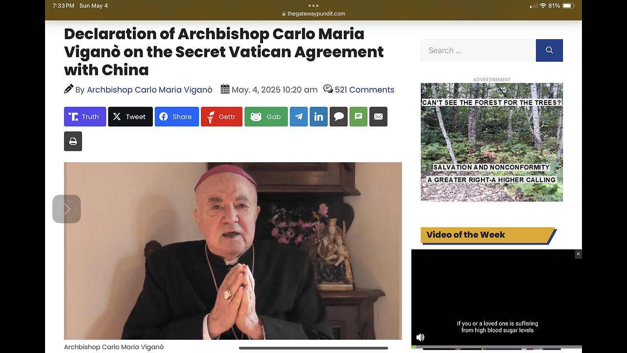 Declaration of Archbishop Carlo Maria Viganò on the Secret Vatican Agreement with China