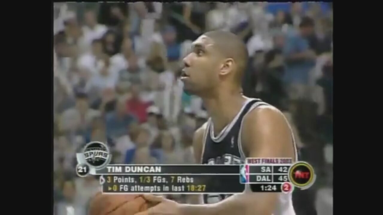 Tim Duncan 21 Points 7 Ast 4 Blk @ Mavericks, 2003 Playoffs Game 4.