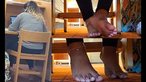 Film 176 - Candid Girl Feet, Barefoot Blond in the Library - Full 14 Min Vid Available
