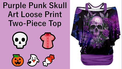 woman reviews about this Purple Punk Skull Art Loose Print Two-Piece Top