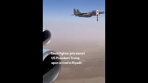 PRESIDENT TRUMP❤️🇺🇸🏛️AIR FORCE ONE🤍🇺🇸✈️🛩️ESCORTED BY SAUDI ARABIA FIGHTER JETS💙🇺🇸🇸🇦🛩️🛫⭐️