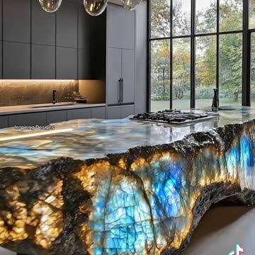 Absolutely stunning labradorite geode kitchen island!