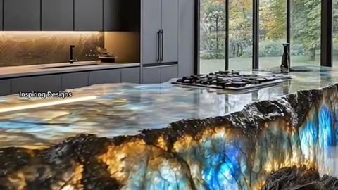 Absolutely stunning labradorite geode kitchen island!