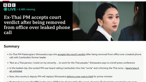 Thai PM Paetongtarn Shinawatra sacked over leaked phone call with Cambodian leader