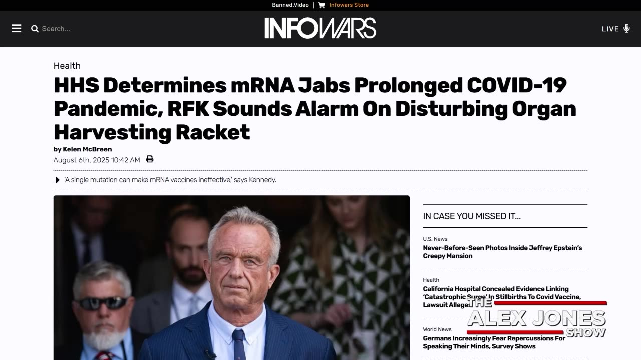 RFK Jr. Bans All New mRNA “Vaccines” In Development, 8/6/25