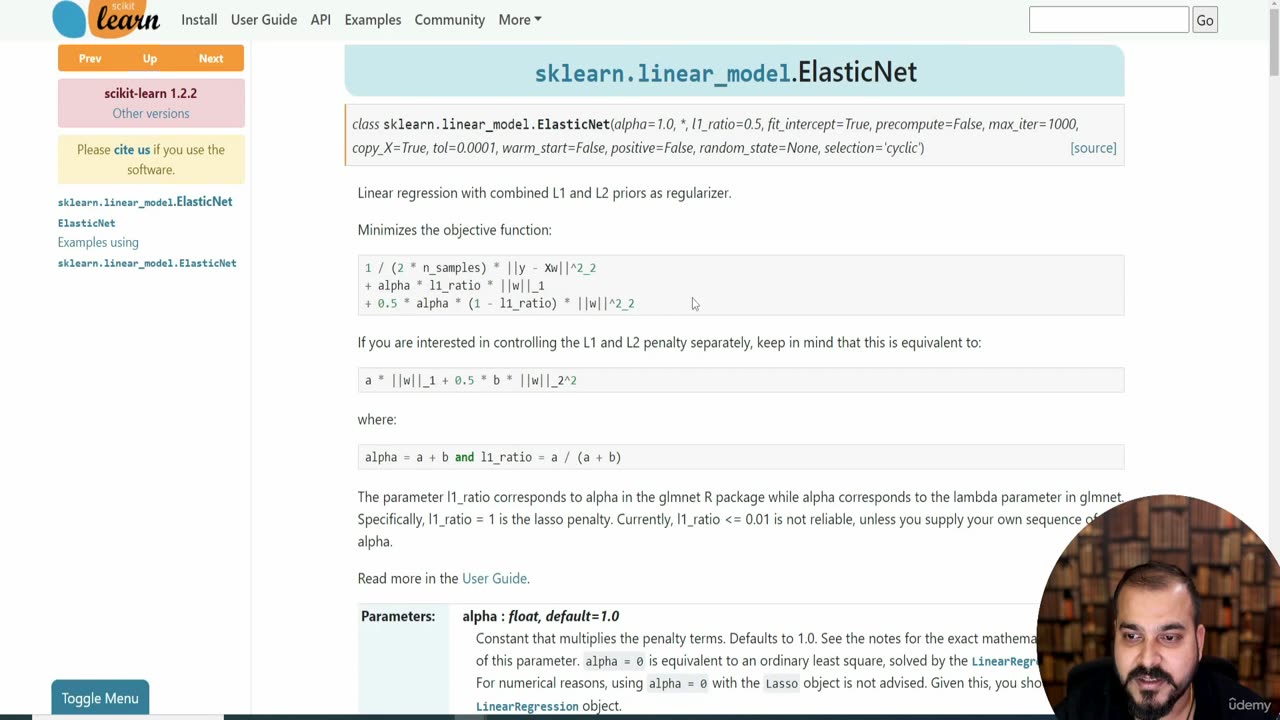 26.5 Model Training With Ridge and Elastic net With Cross Validation Krish Naik ML