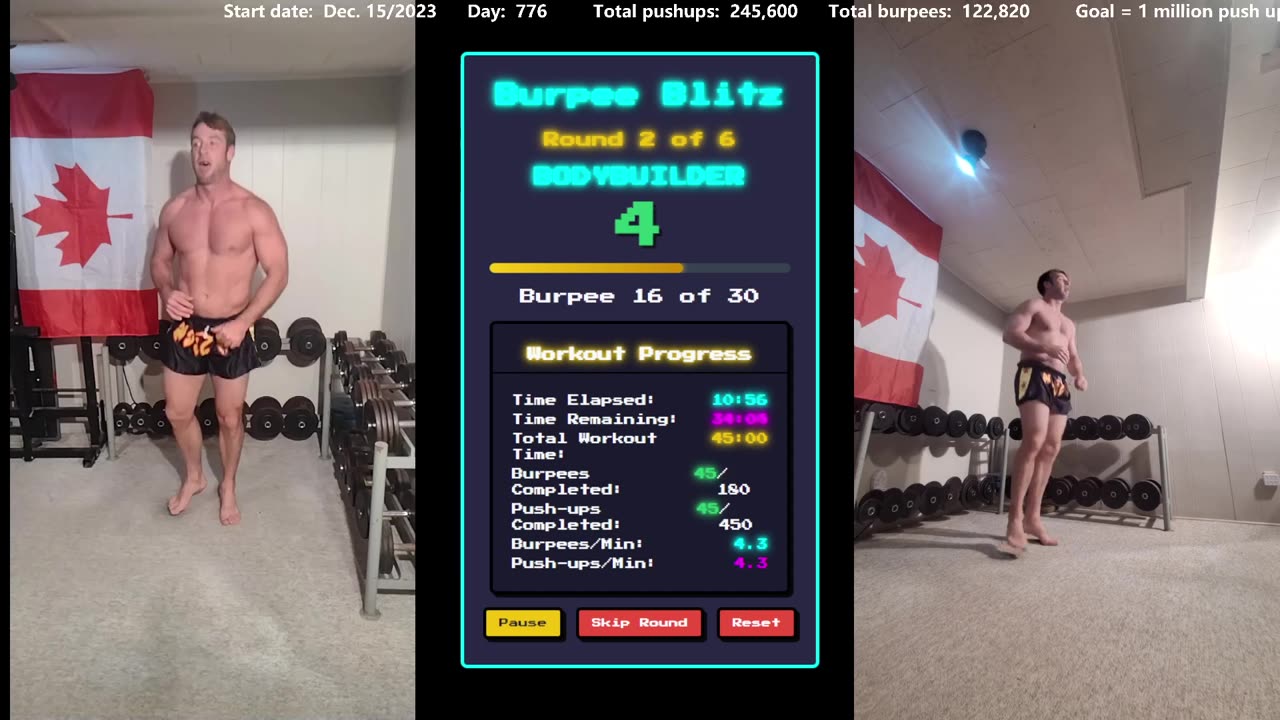 Everyday 450 push ups and 180 Burpees!