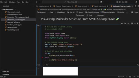 Visualize Molecular Structures from SMILES in Python | RDKit Tutorial for Beginners